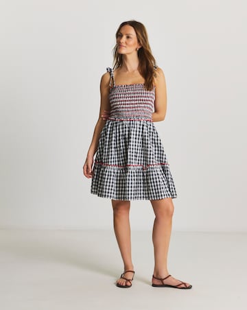 Gingham Cotton Mini Beach Dress