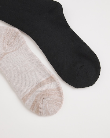 Pretty Secrets 2 Pack Fleece Lined Thermal Socks - Black/Oatmeal
