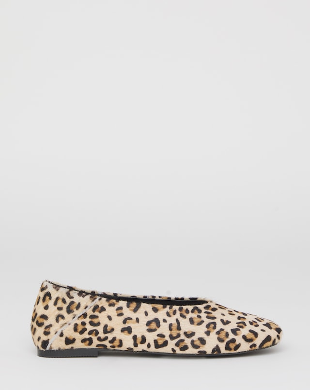 Primrose Leopard Print High Cut Leather Ballerina Shoes - Wide Fit (E)