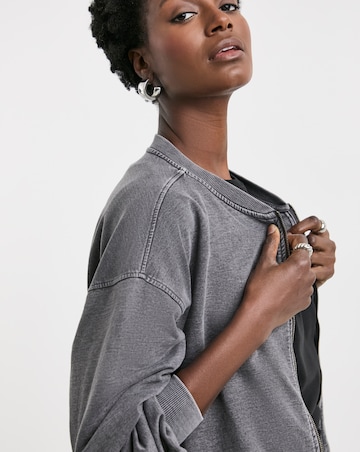 Grey Acid wash Bomber