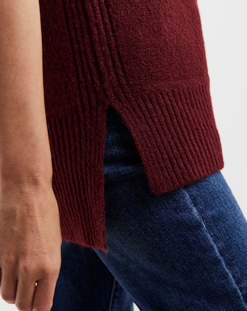 Wine V Neck Side Rib Tunic