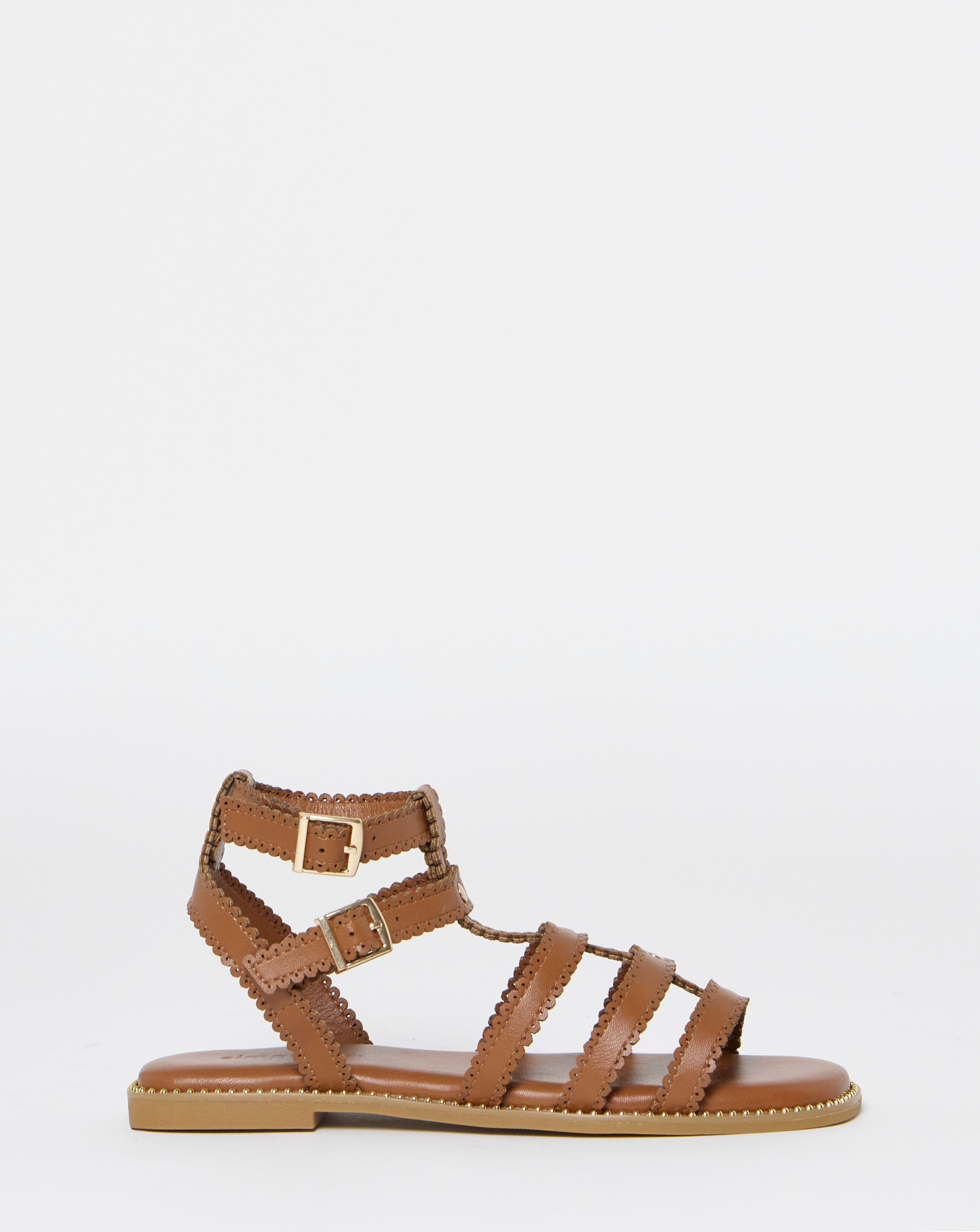 Zaire Scallop Edge Gladiator Flat Sandals - Wide Fit (E) | JD Williams