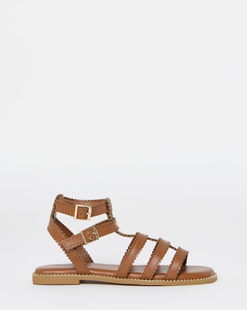 Zaire Scallop Edge Gladiator Flat Sandals - Wide Fit (E)