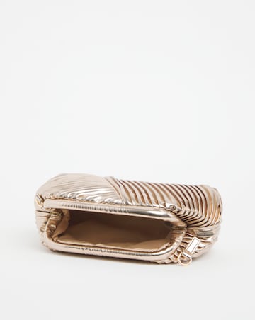 Gold Pleated Detail Clutch Bag