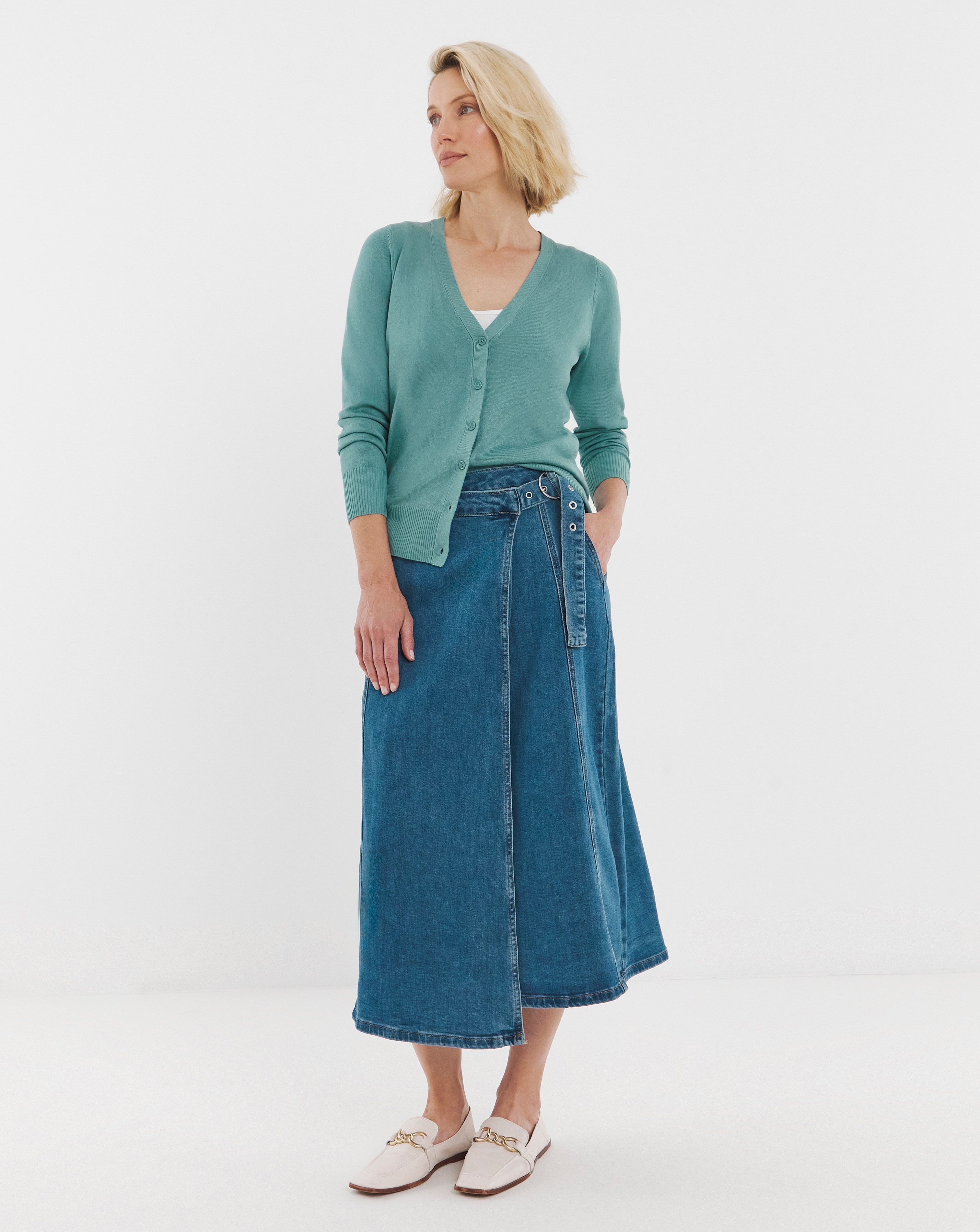 Eversoft Teal V Neck Cardigan | JD Williams