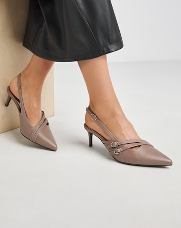 Montana Buckle Detail Kitten Heel Slingbacks - Extra Wide Fit (EEE)