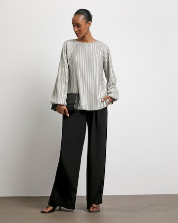 Joanna Hope Plisse Blouse With Balloon Sleeves