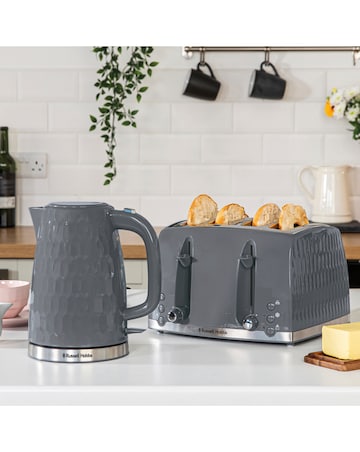 Russell Hobbs 26073 Textured Honeycomb Grey 4 Slice Toaster