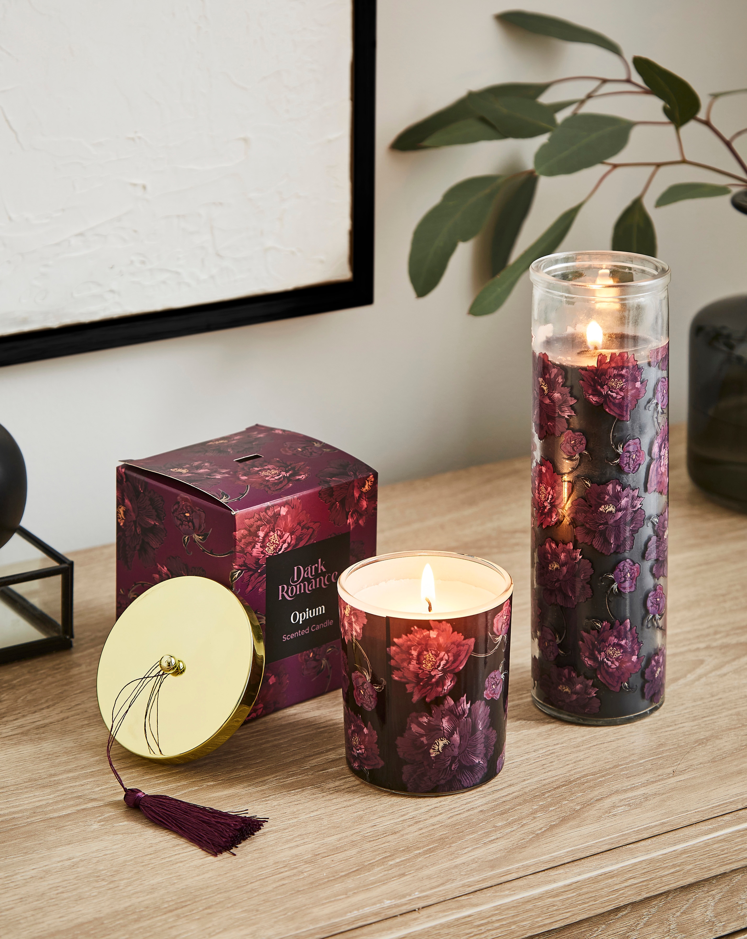 Dark Romance Opium Scented Candle and Tube Candle Set | JD Williams