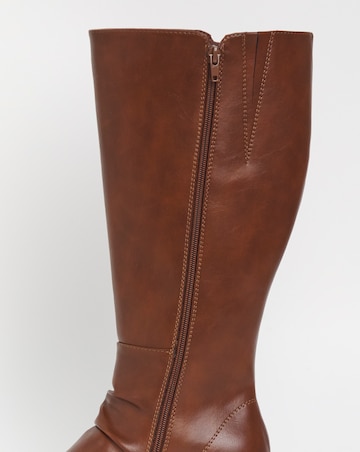 Cushion Walk Wedged Crepe Sole Knee High Boot E Fit Curvy Calf