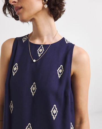 Linen Mix Sleeveless Shift Dress