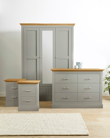 Julipa Ashford 4 Piece Package (2 x Bedside, 6 Drawer Chest, 3 Door Wardrobe)