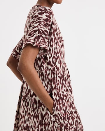 Collarless Placket Smock Dress