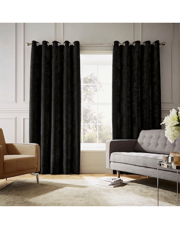 Hyperion Selene Luxury Chenille Weighted Thermal Eyelet Curtains