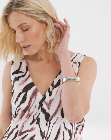 Printed Satin V Neck Vest