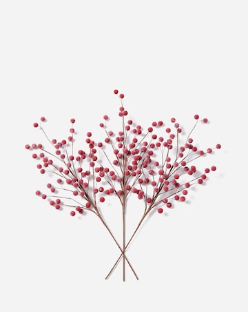 Frosted Red Berry Stems - Set of 3