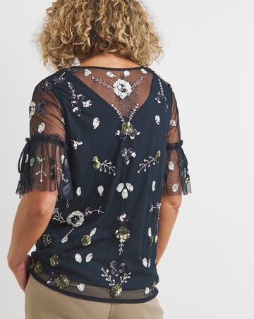 Joanna Hope Mesh Embroidered Blouse