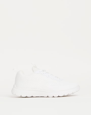 Cushion Walk White Lace Up Trainers- Extra Wide Fit (EEE)