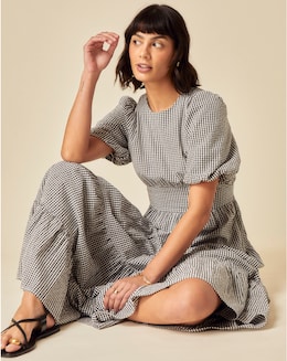 Nobody's Child Ricky Midi Dress Mono Gingham
