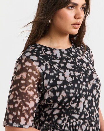 Simply Be Mono Print Mesh Midi Dress