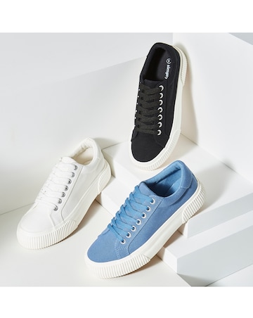 Sicilly Canvas Trainers Chunky Ribbed Sole Wide Fit