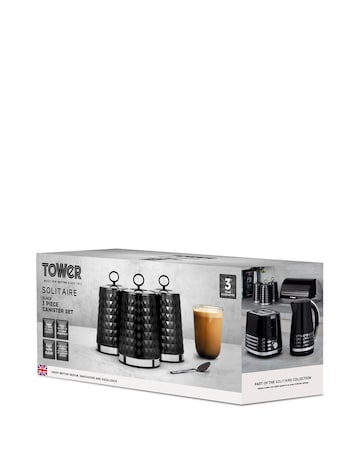Tower Solitaire Set of 3 Canisters-Black