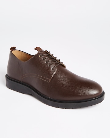 Brown Lace Up Leather Look Shoe Wide