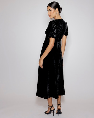 Nobody's Child Velvet Bow Puff Sleeve Midi Dress