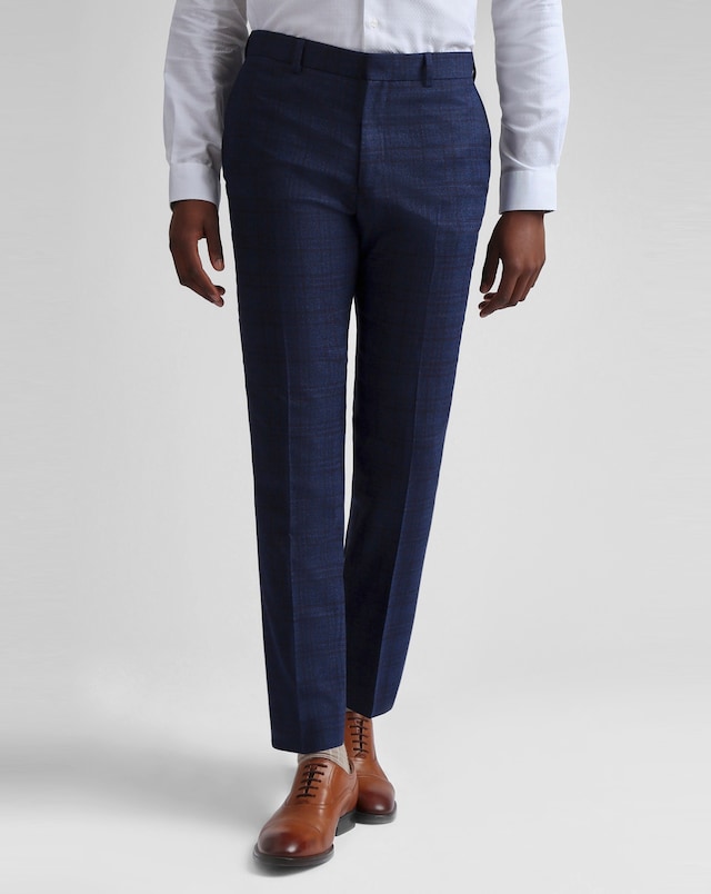 Ted Baker Slim Fit Check Trousers - Navy