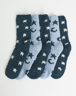 Pretty Secrets (5 Pair Pack) Fluffy Socks Stars