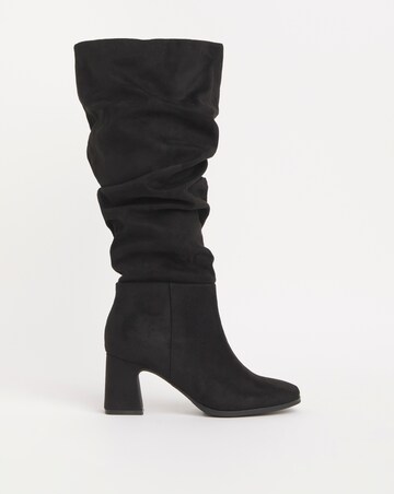 Talita Ruched Knee High Heeled Boots Extra Wide EEE Fit Super Curvy