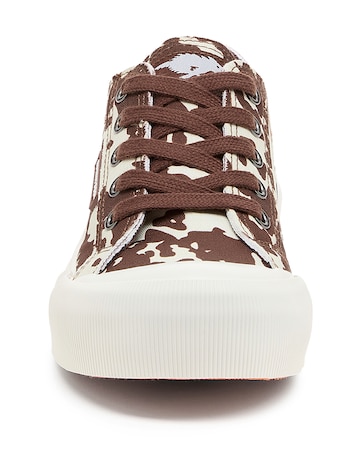 Rocket Dog Cow Print Jazzin Plus Lace Up Canvas Trainers