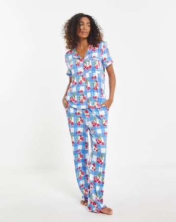 Chelsea Peers Jersey Gingham Check Short Sleeve Pyjama Set