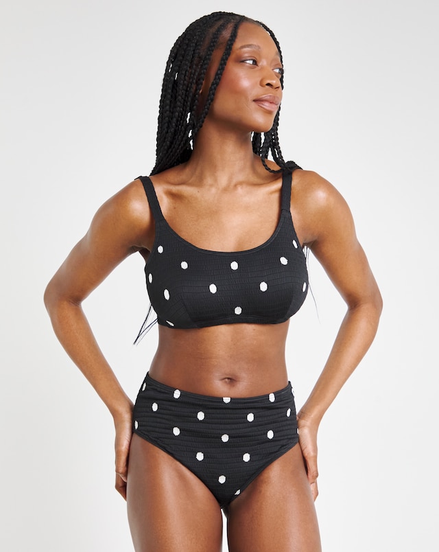 Simply Be Embroidered Spot Shirred Bikini Set
