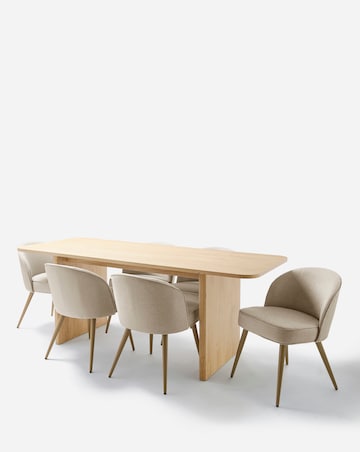 Oslo Panel End Dining Table with 6 Emilie Fabric Chairs
