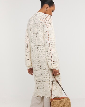 Pointelle V Neck Tie Front Cardigan