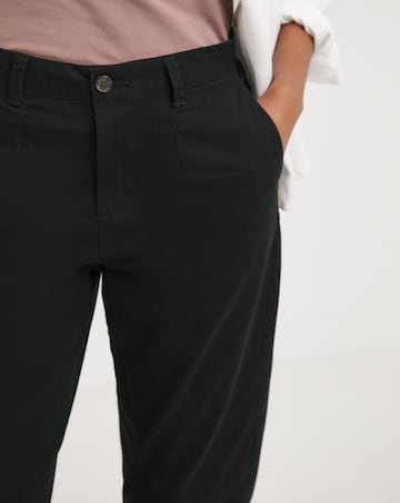 Black Stretch Cropped Chino Trousers