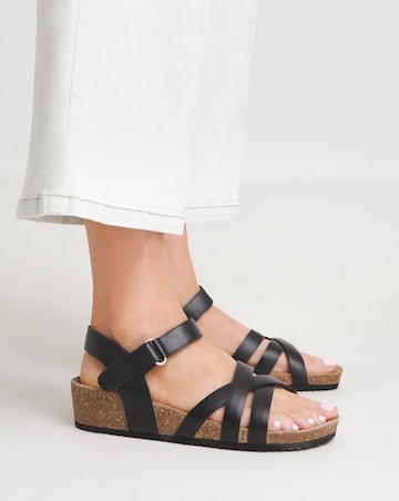 Ann Leather Strappy Footbed Sandal - Extra Wide Fit (EEE)