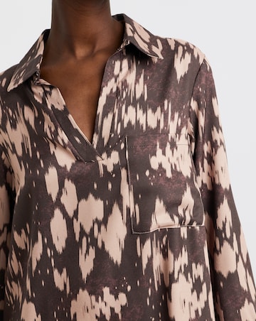 Collared Long Sleeve Tunic Dress