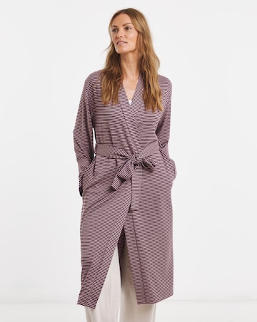 Pretty Secrets Soft Knit Stripe Dressing Gown Pink Multi