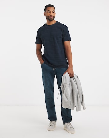 Textured Stripe Crew Neck T-Shirt Long