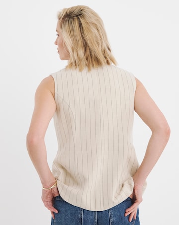 Stripe Linen Mix Longline Waistcoat