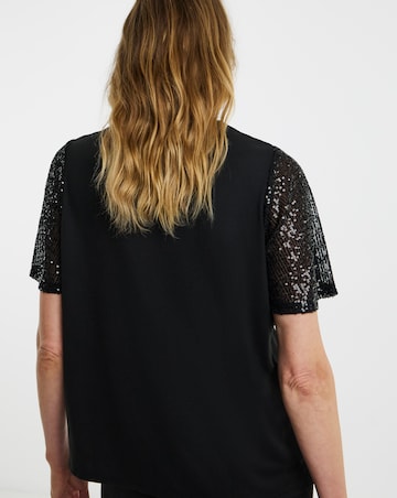 Sequin Sleeve T-Shirt