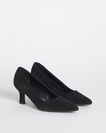 Heavenly Soles Kirsten Suede Pointed Toe Court Shoes - Extra Wide Fit (EEE)