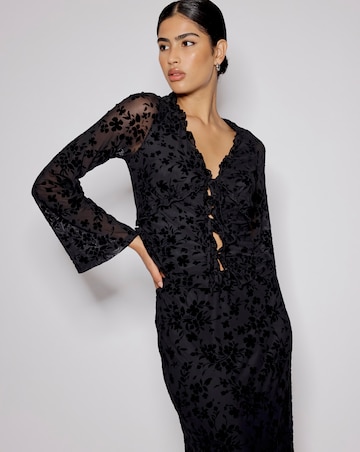 Nobody's Child Devore Tie Front Top