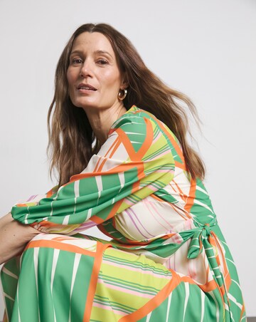 Joanna Hope Geo Print Functional Wrap Midi Dress