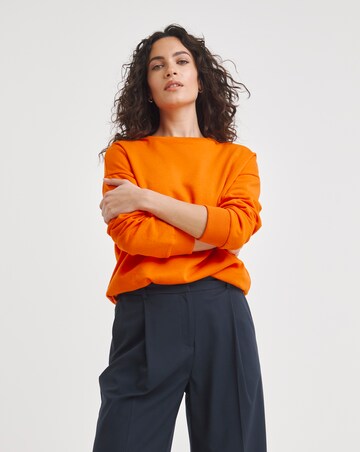 Orange Ribbed Detail SweatShirt