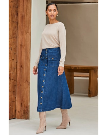 Sosandar Patch Pocket Button Through Skirt