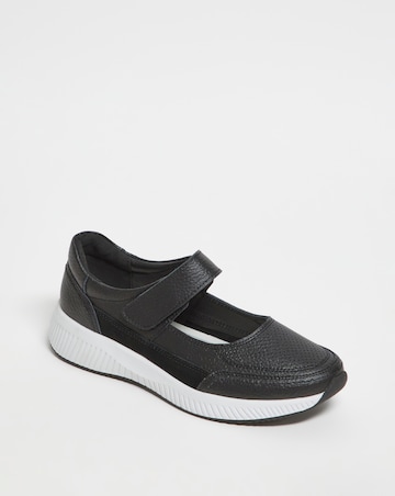 Juniper Leather Touch and Close Bar Shoe - Wide Fit (E)