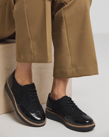 Heavenly Soles Reagan Low Wedge Lace Up Front Shoe - Extra Wide Fit (EEE)